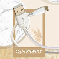 Cable USB-A a USB C Ecológico de Paja de Trigo, Carga Rápida de 3A, Cable de Datos de 480 Mbps para Teléfono, Tableta y Portátil