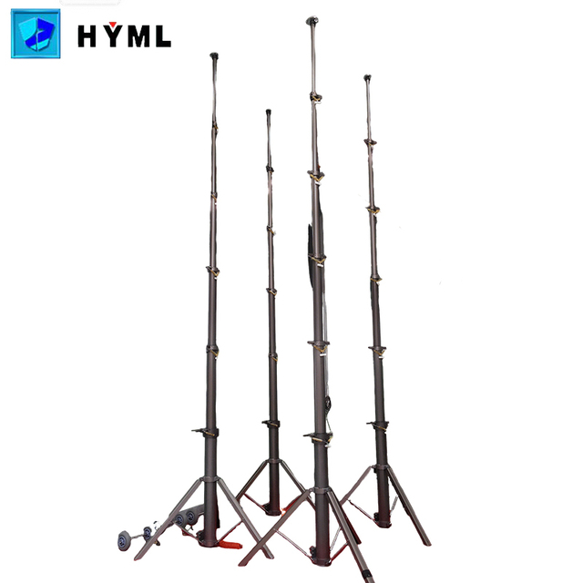HYML Aluminum Alloy Tripod Lifting Mast Wheels Hard Anodized Coating 2M-13M Height for Outdoor Photography Communication