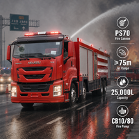 Nouveau camion de pompiers diesel LHD 8x4 à double cabine, réservoir d'eau de 25 m³, acier au carbone Q235, pompe à incendie CB10/80, moteur de sauvetage