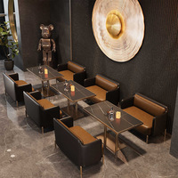 Ensemble table et chaises personnalisé, canapé de luxe, banquette de restaurant musical, petite table et chaises pour bar-café