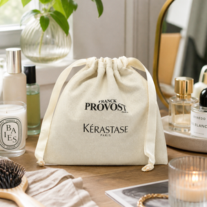 Pochette à cordon en coton biologique recyclable, sac cadeau imprimé avec logo personnalisé, emballage promotionnel réutilisable et lavable, sachet - Product Image 3
