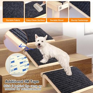 Rampe pour chien en bois, escalier antidérapant pour animaux de compagnie, pour chiens de taille moyenne, pliable et portable, forme rectangulaire - Product Image 2