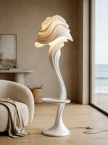 Lampe sur pied Fleur de Lotus Rose, Abat-jour en plastique, Base en feuille verte, Lumière LED douce et chaude, Design moderne, Grande taille, Usage résidentiel - Product Image 4