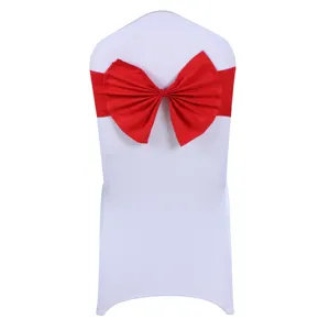 Red Spandex Chair Bands Sashes - 50 pcs Wedding Banquet Party Event Decoration Chair Bows Ties