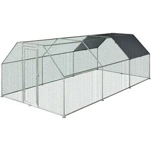 Galvanized Metal Chicken Coop Cage with Cover Large Chicken Run