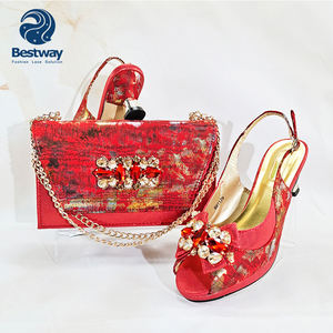 Bestway sepatu perempuan hak 38-43 2.55 inci sepatu pesta dan tas Set sepatu Italia tas tangan wanita - Product Image 5