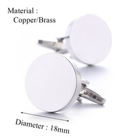 Échantillon gratuit Haute Qualité Hommes Style Métal En Acier Inoxydable Simple Personnalisé Brillant 18MM 20MM Boutons De Manchette Rond Bouton De Manchette Blanc