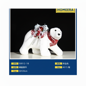 Decorazione Natalizia Orso Polare 30x20cm in Tessuto, Cotone Perlato, Plastica, 40 Pezzi per Scatola, Fibra di Vetro, LED, Borsa per Uso nei Centri Commerciali - Product Image 1