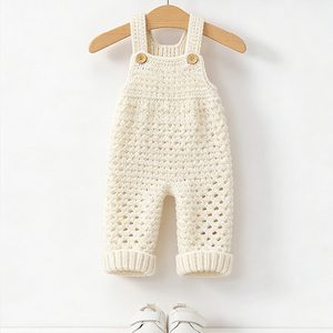 <span class=keywords><strong>Salopette</strong></span> bébé unisexe en coton ajouré <span class=keywords><strong>au</strong></span> <span class=keywords><strong>crochet</strong></span> avec fermeture boutonnée, tricot doux pour nourrisson - Product Image 3