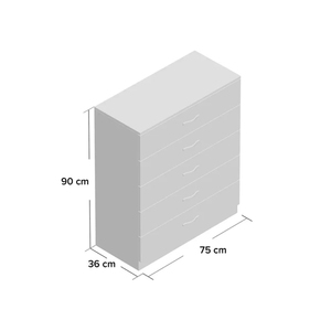 Modern Solid Wood <strong>Pine</strong> 5-Drawer <strong>Dresser</strong> White for Home Apartment Hotel Storage - Product Image 3