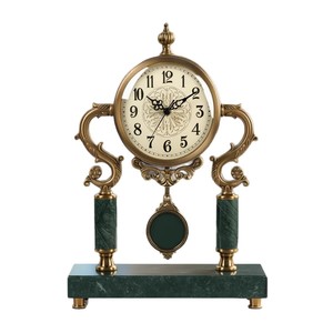 European Retro <b>Table</b> <b>Clock</b> Marble Base Circular Design Living Room Desktop Ornament American Luxury Style - Product Image 5