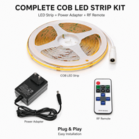 Kit de Bande LED COB Monocouleur Flexible 5M 8mm Haute Luminosité avec Alimentation et Contrôleur RF pour Armoire Intérieure - Vente en Gros