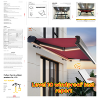 Store banne rétractable de luxe pour balcon, protection contre la pluie, structure flexible en aluminium, toile extensible en po