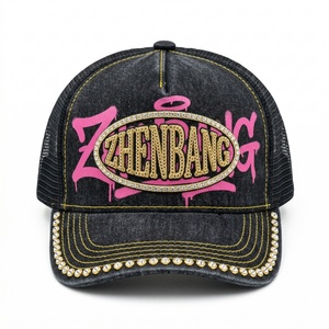 Gorras Trucker Personalizadas con Pedrería, Estilo Vintage, Malla con Estampado de Grafiti, Bordado 3D Dorado de Alta Calidad, Estilo Y2K - Product Image 3