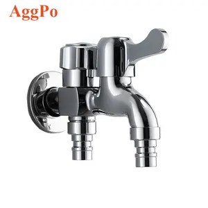 Dual Purpose Water Tap for Washing Machine Soft Pipe, Single Cold Brass in-Wall Faucet, Double Switch One in Two Out Water Tap