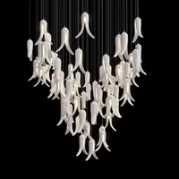 Lustre en verre de luxe, grand luminaire suspendu personnalisé pour hall d'hôtel, villa, escalier, salle à manger