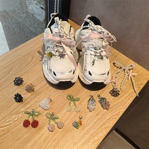 Sepatu Gemstone liontin modis gesper bunga, sepatu balet Premium hati gadis, aksesori bunga sepatu Dekorasi - Product Image 6