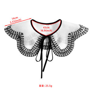 Collar Peter Pan desmontable bordado vintage, cuello falso blanco y negro <span class=keywords><strong>para</strong></span> vestido y suéter - Product Image 6