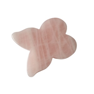 Piedra de <span class=keywords><strong>Guasha</strong></span> DIY, Cuarzo, Rosa, Mariposa, Tabla de Gua Sha, Cristales para Masaje Facial - Product Image 1