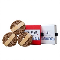 Coffret Cadeau d'Encens en Bobines de Bois de Santal, Fait Main, avec Brûleur Coulissant, Bois d'Agar d'Hanoï, Osmanthus, Citron, Citronnelle, Pêre d'Oie, Tent China