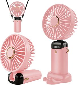 New <b>Foldable</b> Digital Fan - Portable Neck/<b>Desk</b> Fan with Lanyard & Custom Logo for Dorm/<b>Office</b>/Outdoor - Product Image 1