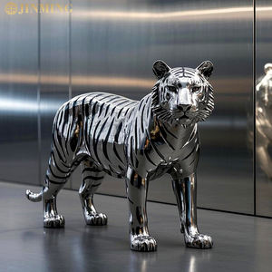 Estatuas artísticas modernas de animales de tamaño natural, esculturas de tigre de acero inoxidable, esculturas de tigre de metal - Product Image 1