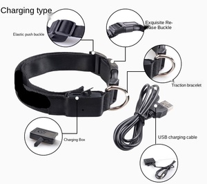 Kalung anjing <span class=keywords><strong>LED</strong></span> terang isi ulang daya USB kalung hewan peliharaan keamanan malam bercahaya dapat disesuaikan kerah anjing menyala dalam gelap
