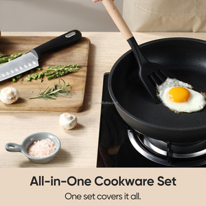 25pcs Modern Metal Versatile Jet Black Non-Stick Casserole Cookware Set Kitchen Oven/Dishwasher/Fridge Safe Space <strong>Saving</strong> <strong>Pots</strong> - Product Image 5