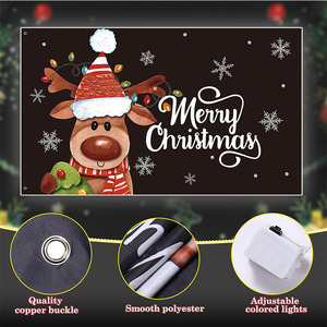 Bandera de Feliz Navidad de alta calidad con luz LED, diseño personalizado de 3X5, imprima su logotipo, letrero de patio para decoración de vacaciones al aire libre - Product Image 2