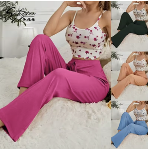 Conjunto de Pijama de Verano <span class=keywords><strong>para</strong></span> Mujer, Sexy, Cómodo, Informal, <span class=keywords><strong>con</strong></span> <span class=keywords><strong>Tirantes</strong></span>, Transpirable, Tejido, de Secado Rápido - Product Image 6