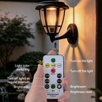 Lámpara Solar de Pared para Exteriores IP65 con Sensor de Movimiento, Control Remoto, Encendido/Apagado Automático, Compatible con E27, Temperatura de Color Ajustable, para Jardín/Patio