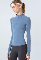 OEM personnalisé femmes demi fermeture éclair vêtements de sport entraînement de fitness haute élasticité fermeture éclair avant en nylon yoga pull veste à manches longues