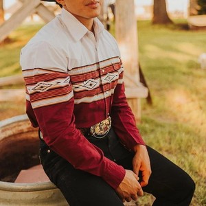 Camicia da uomo 2025 stile occidentale Vintage a maniche lunghe da Cowboy <span class=keywords><strong>Plus</strong></span> <span class=keywords><strong>Size</strong></span> XL Stand monopetto Casual estate autunno collezione - Product Image 5