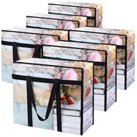 Lot de 6 sacs de rangement pliables transparents et imperméables avec poignée renforcée, capacité 40L, pour couvertures, vêtements, jouets, gain de place dans le placard