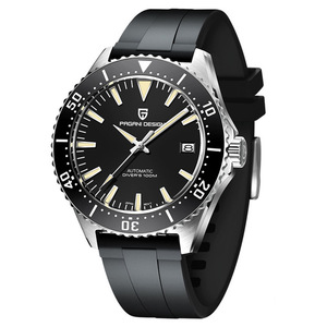Montre de plongée automatique pour homme PAGANI DESIGN, cadran bleu 42 mm, résistante à l'eau jusqu'à 100 m, bracelet en caoutchouc noir - Product Image 5