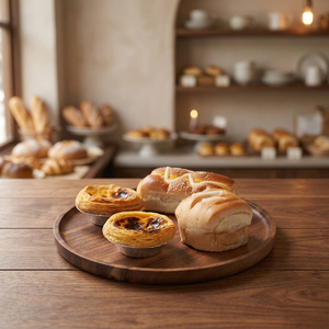 Plateau de service rectangulaire en bois d'acacia, écologique, de luxe, design solide, style chinois traditionnel, assiettes pour le pain et les pâtisseries - Product Image 1