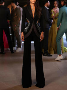 I nuovi arrivi dell'estate 2025 <span class=keywords><strong>giacca</strong></span> <span class=keywords><strong>e</strong></span> pantaloni con motivo diamantato personalizzati si adattano a due pezzi da donna - Product Image 2