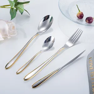 Wholesale Silverware Silver Flatware Set Dinner Spoons Restaurant Wedding Bulk Gold Plate Stainless Steel Cutlery 4 Piece Set