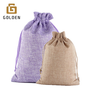 Túi rút có dây thừng làm từ vải gai tự nhiên, in logo tùy chỉnh, bán buôn, túi quà tặng bằng vải bố, túi có dây rút bằng vải gai - Product Image 2