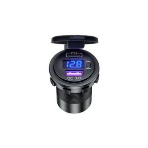 ที่ชาร์จในรถยนต์รุ่นใหม่ ที่ชาร์จ PD 12-24V ที่ชาร์จในรถยนต์แบบดัดแปลง PD+QC3.0 ชาร์จเร็ว พร้อมสวิตช์สำหรับ iPhone - Product Image 1