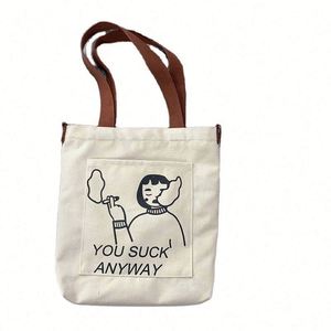 Bolsa de Compras de Lona de Algodón con Logotipo Personalizado, Estilo Moderno, Linda, Grande, con Asa y Correa Cruzada para Mujer - Product Image 2