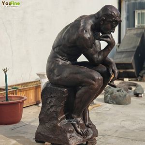 Famoso filosofo Patina finitura antico su misura giardino verde bronzo statua pensatore in vendita - Product Image 5