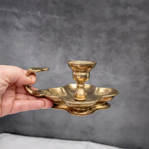 Vintage <b>Brass</b> Chamberstick Antique Candle <b>Holder</b> Heavy <b>Brass</b> <b>Candlestick</b> <b>Holder</b> Taper Candle Stand Handheld Vintage Candle Stand - Product Image 1