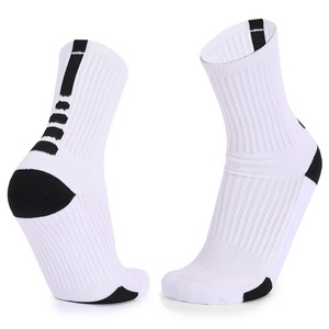 Cross-Border Non-Slip Football Socks Compression MID/Long Cut Terry <b>Cushion</b> <b>Stripe</b> Design Cuff Bottom Customizable Sports Socks - Product Image 4