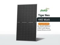 Panneau Solaire 440W Full Black Tiger Neo N-Type pour Module Monocristallin Demi-Cellule, Efficacité 23%, Boîtier de Jonction IP68, Prêt à Expédier