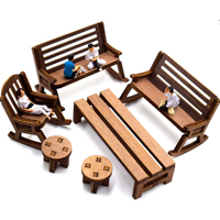 Ensemble de meubles en bois pour maison de poupée, tabouret, chaise, table miniature