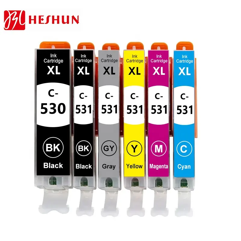 HESHUN PGI 530 CLI 531 Cartucho de tinta de inyección de tinta compatible Premium para impresora Canon PIXMA TS8750 TS8751