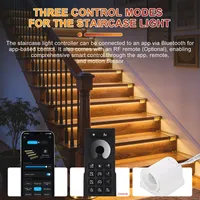 Contrôleur d'éclairage d'escalier LED intelligent à détecteur de mouvement, 16 marches, mode permanent, contrôle par application pour éclairage intérieur des marches