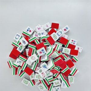 Mahjong américain Riichi gravé à 4 couches de 160 tuiles, série Boutique Magenta/vert, tapis de jeu design durable et portable pour le divertissement - Product Image 3