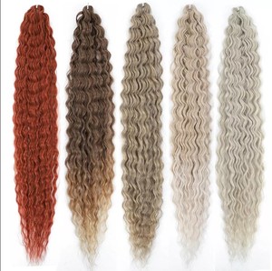<span class=keywords><strong>Ariel</strong></span>-mechones de pelo sintético para mujer, mechones de pelo trenzado de onda profunda, ondulado al agua, largo, de ganchillo, fabricante al por mayor - Product Image 2